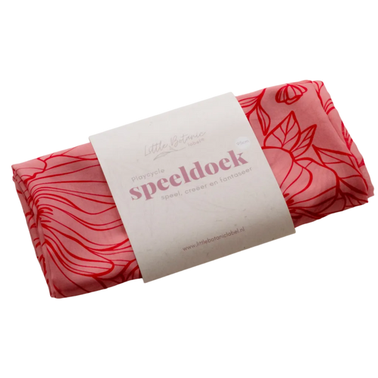 Little Botanic Label Playcycle Speeldoek Groot 95cm Botanicals Lichtrood | Sensorisch Speelgoed | Intoplay