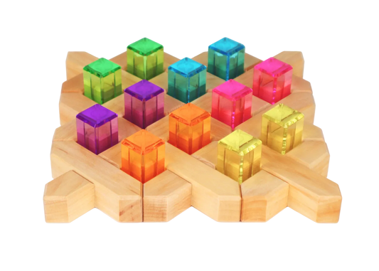 Bauspiel Luminous Blocks Pastel transparante blokken in verschillende pastelkleuren