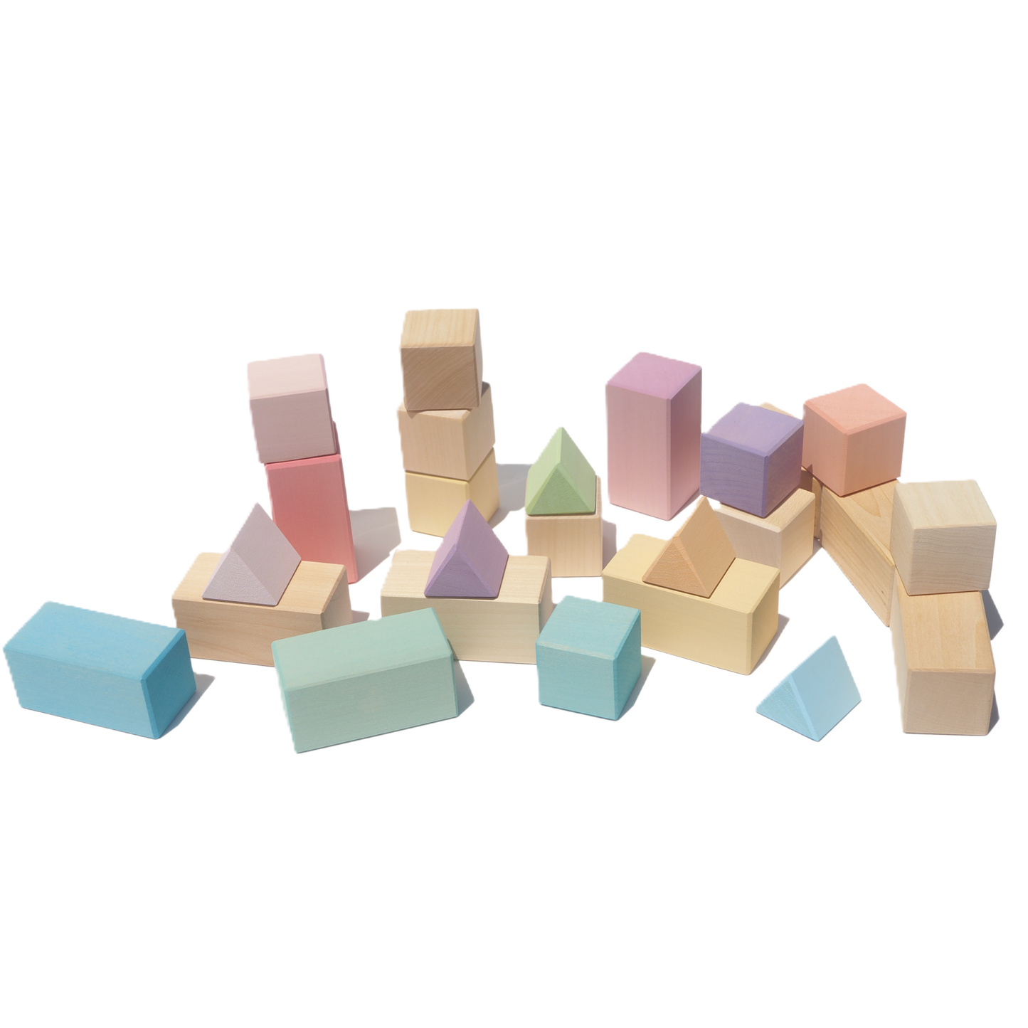 Bouwwerk gemaakt met de Ocamora Building Set Pastel in zachte pastelkleuren