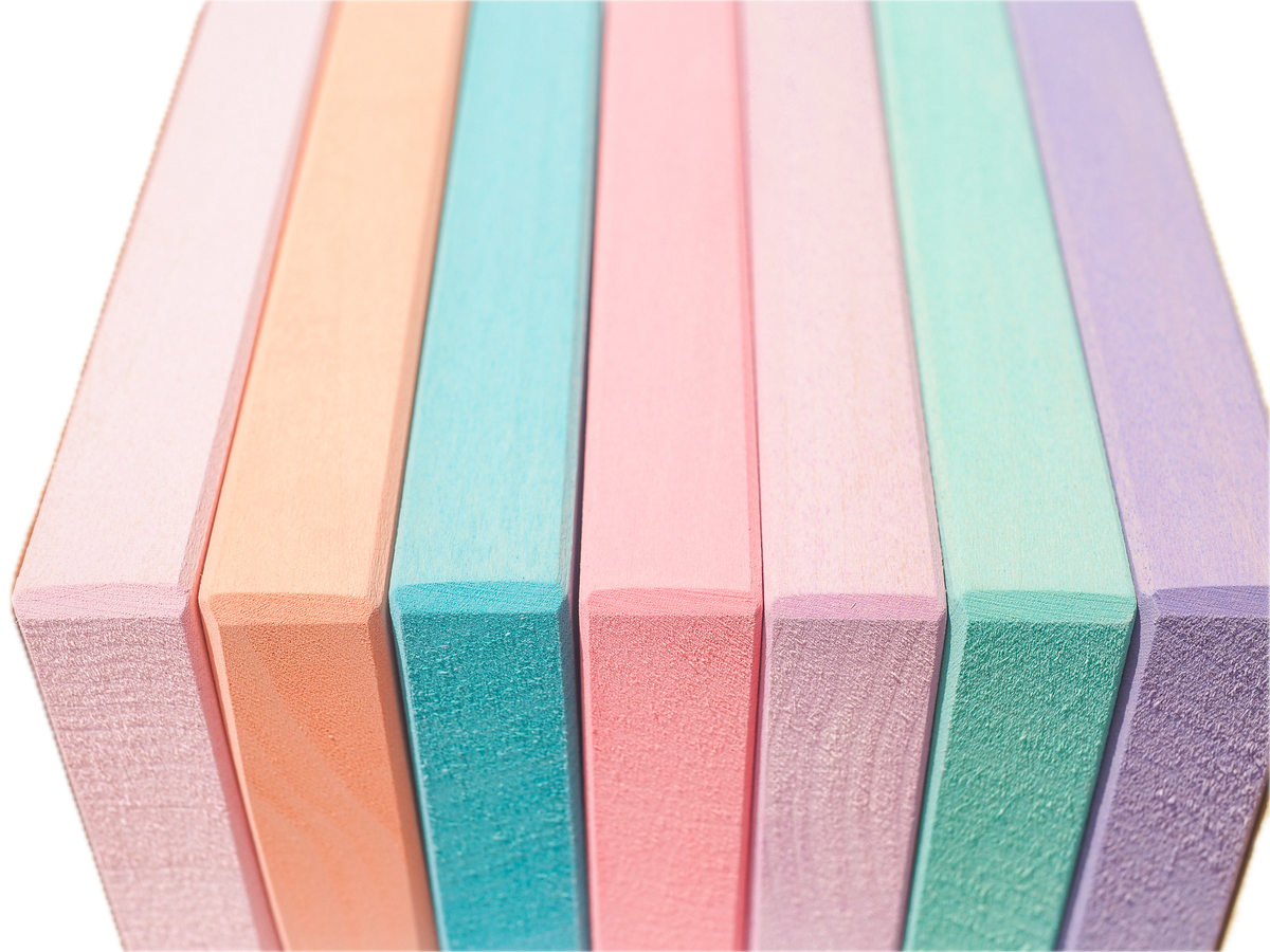 Detail van de Ocamora Grote Houten Planken Pastel in zachte kleuren