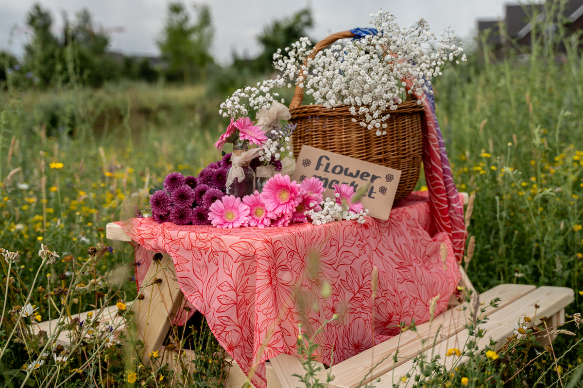 Little Botanic Label Playcycle Speeldoek Botanicals Lichtrood