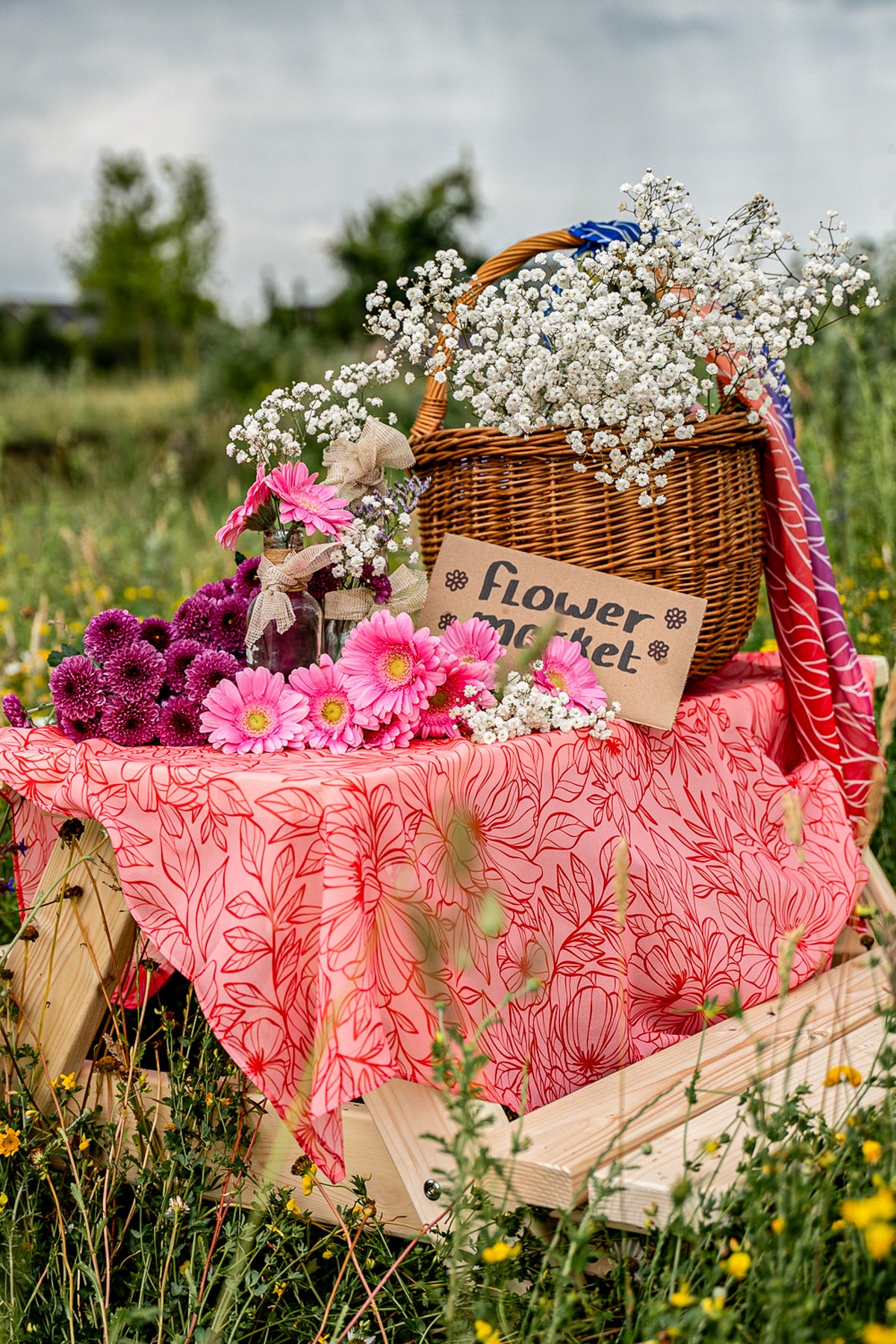 Little Botanic Label Playcycle Speeldoek Botanicals Lichtrood