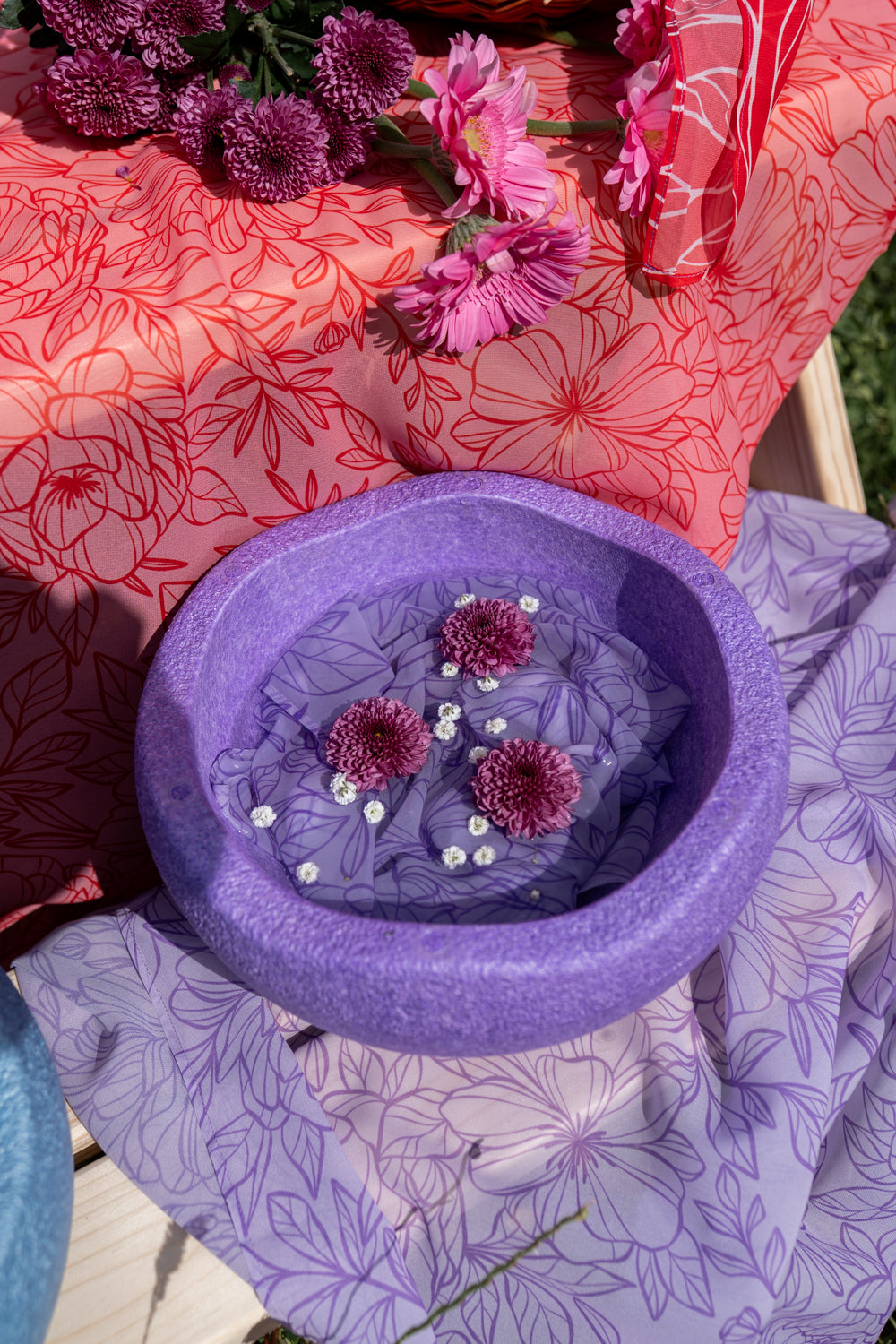 Little Botanic Label Playcycle Speeldoek Groot 95cm Botanicals Lichtrood | Sensorisch Speelgoed | Intoplay