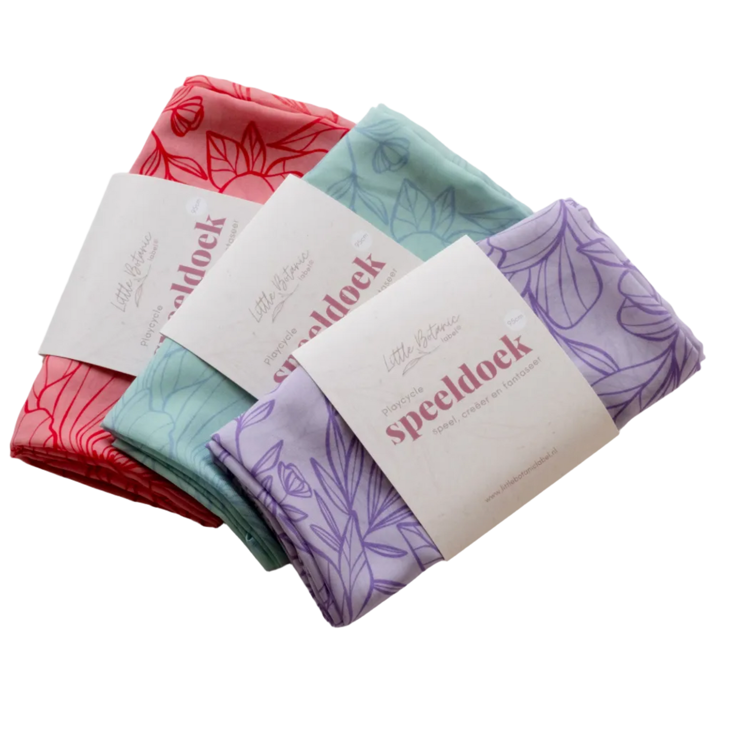 Little Botanic Label Playcycle Speeldoek Groot 95cm Botanicals Lichtrood | Sensorisch Speelgoed | Intoplay