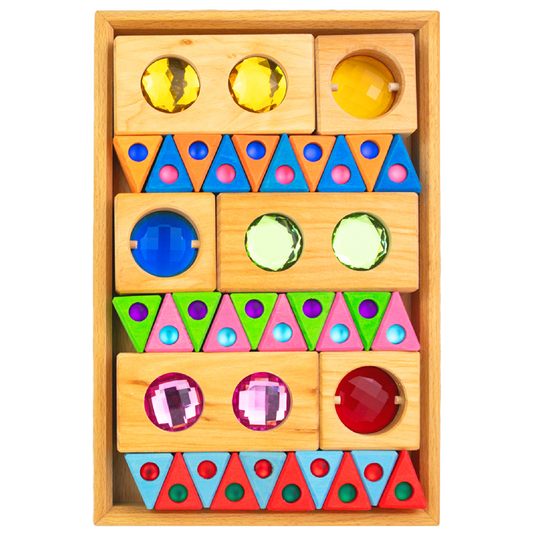 Bauspiel Collectors Box uitgebreide houten blokkenset met diverse vormen en kleuren