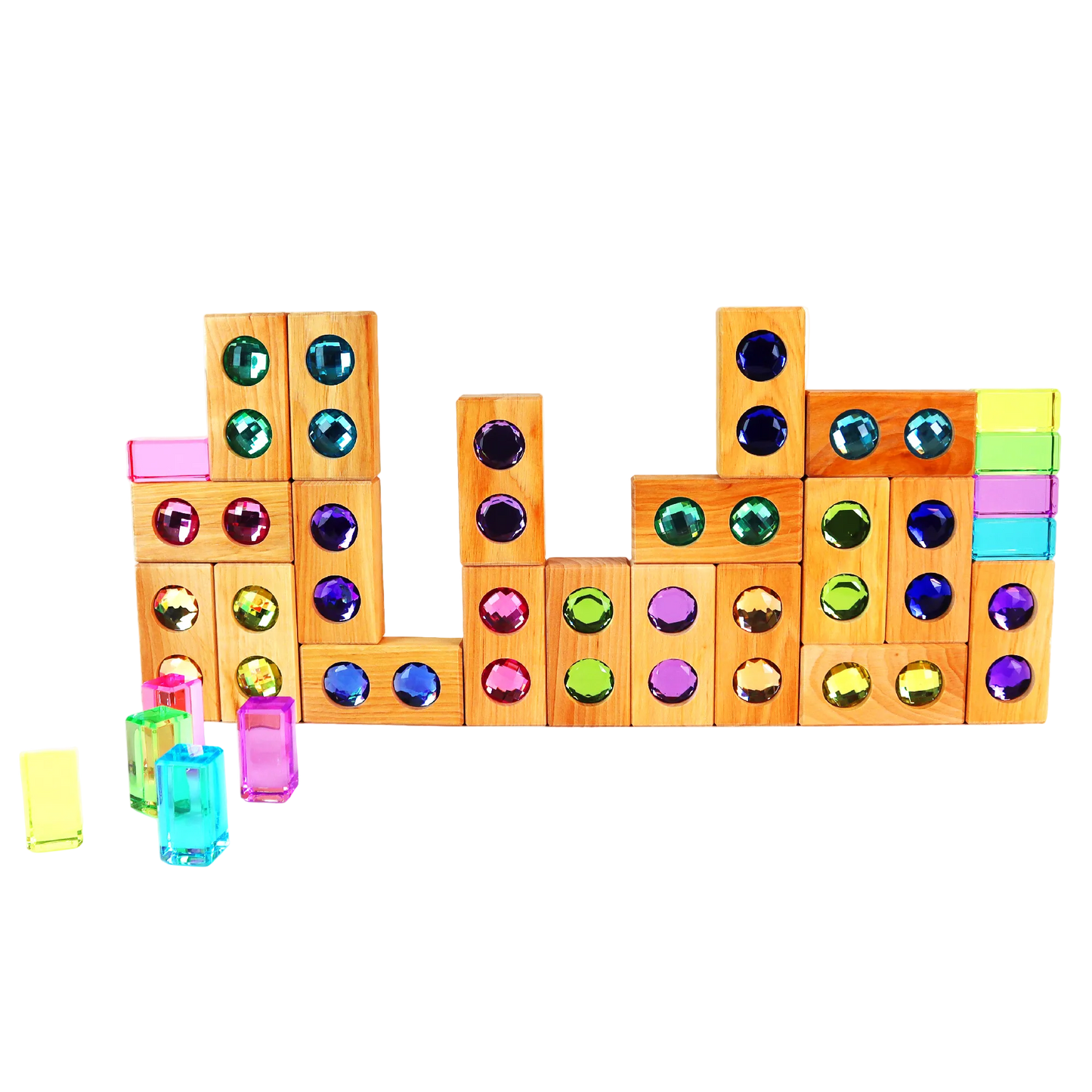 constructie met Bauspiel Colour Track Pastel blokken