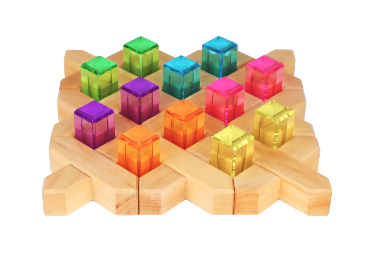 Bauspiel Luminous Blocks Pastel transparante blokken in verschillende pastelkleuren