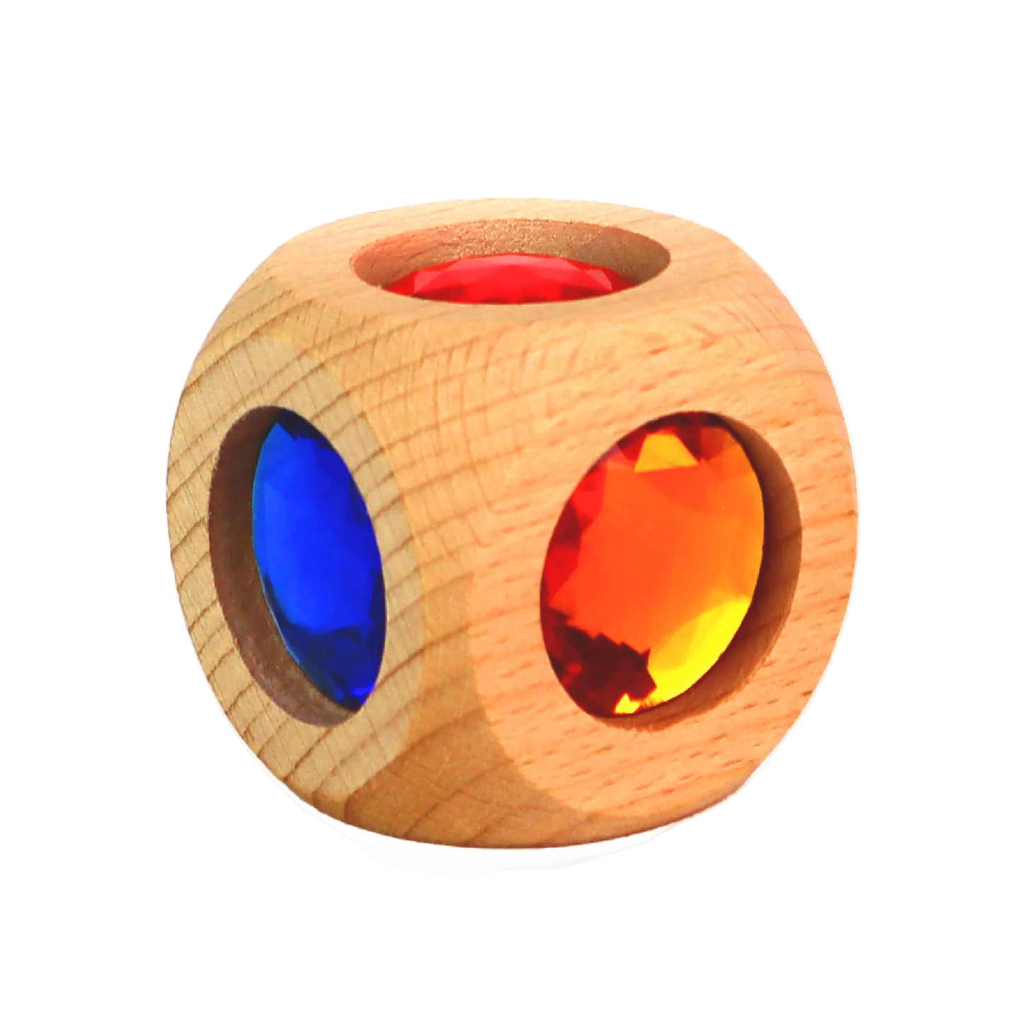 Bauspiel Magic Cube houten blok met gekleurde transparante elementen voor open einde spel