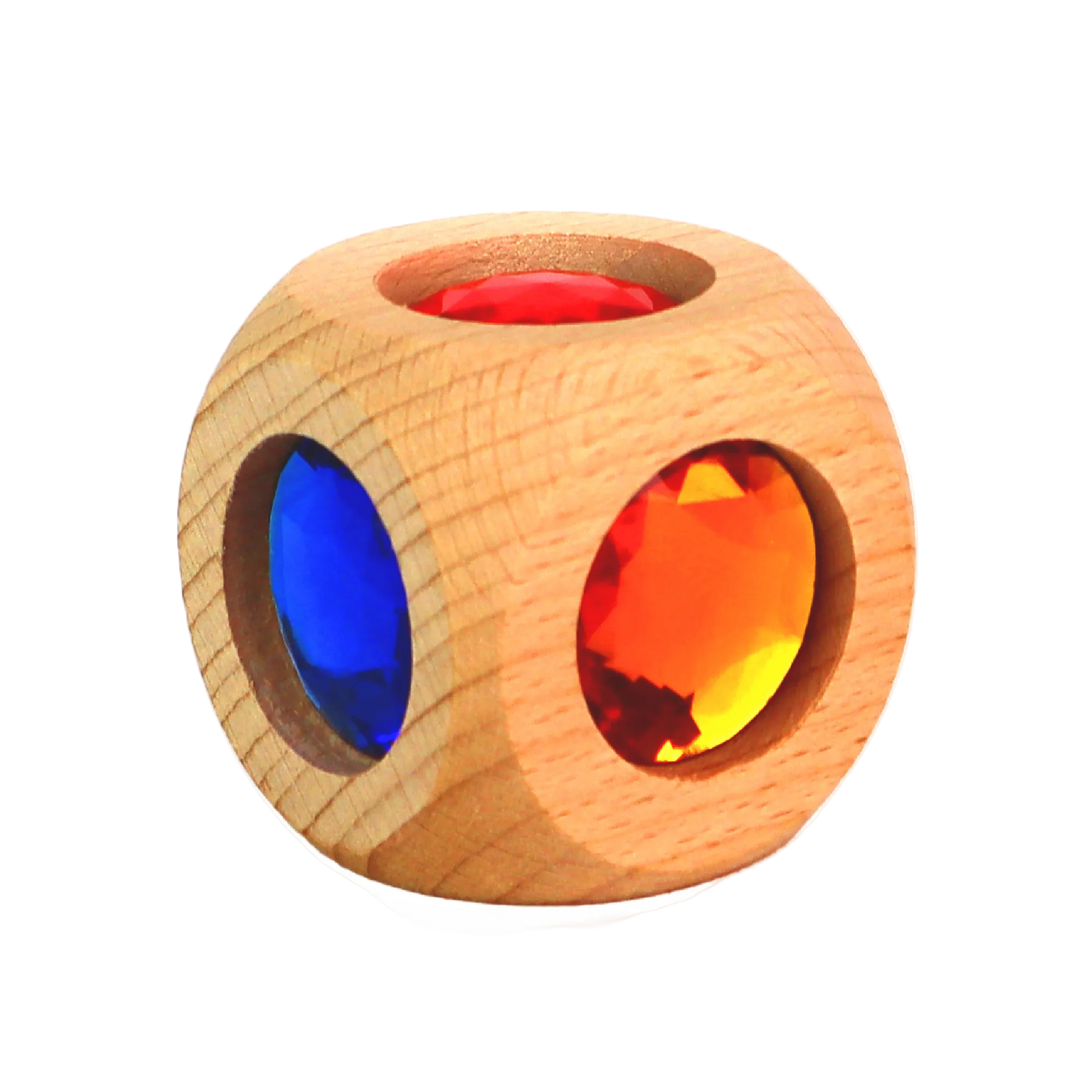 Bauspiel Magic Cube houten blok met gekleurde transparante elementen voor open einde spel