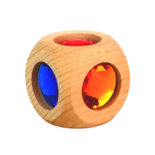 Bauspiel Magic Cube houten blok met gekleurde transparante elementen voor open einde spel