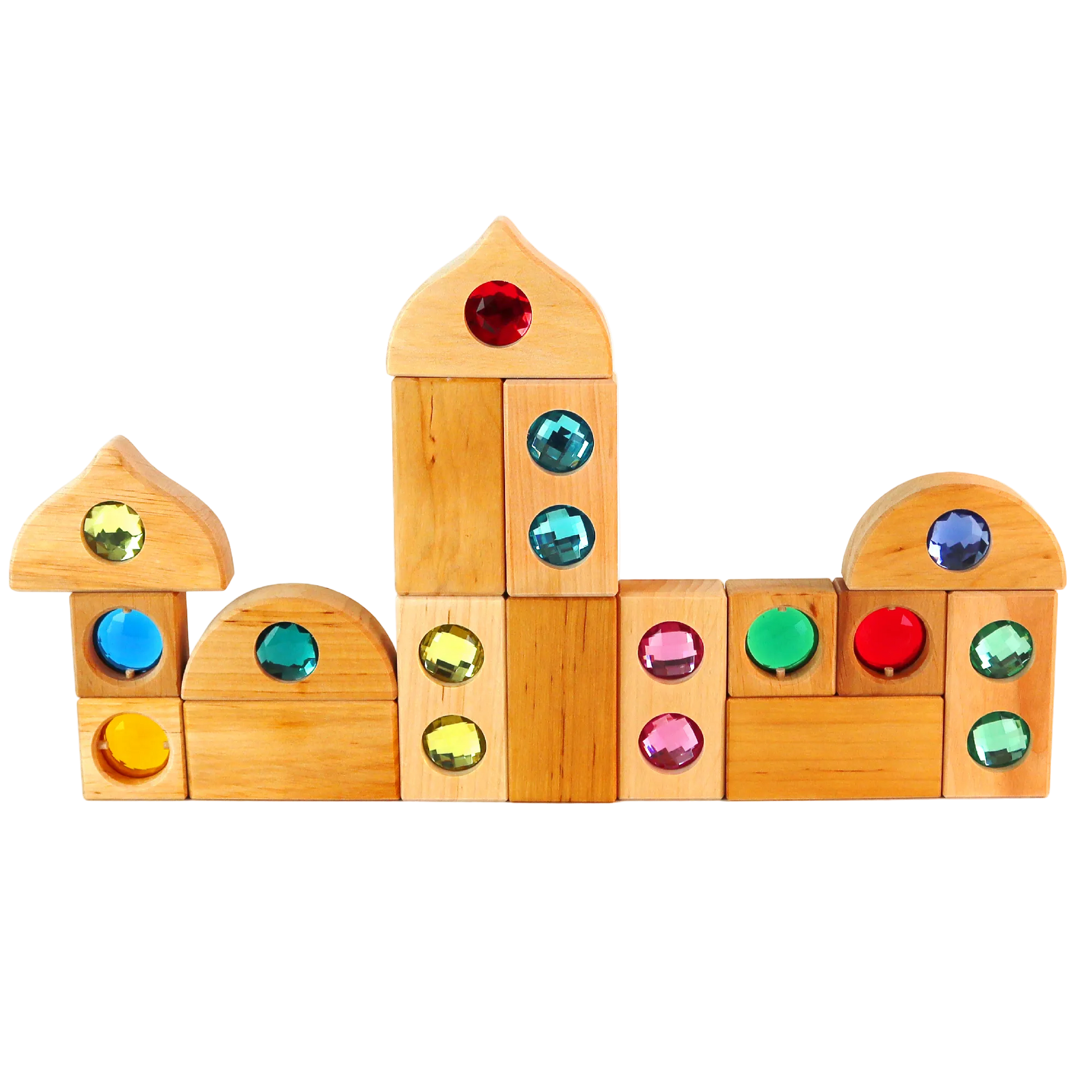 Bauspiel Mini Mixed Box houten blokkenset met diverse vormen voor open einde spel