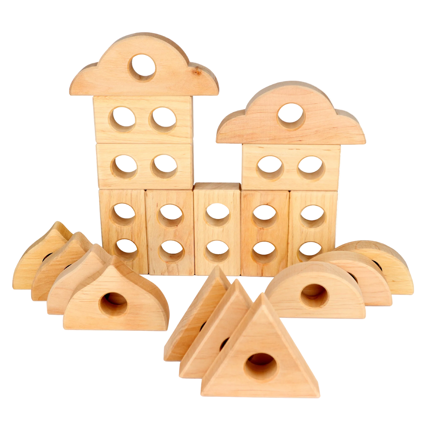 Bauspiel Peephole Blocks houten blokkenset met kijkopeningen voor open einde spel