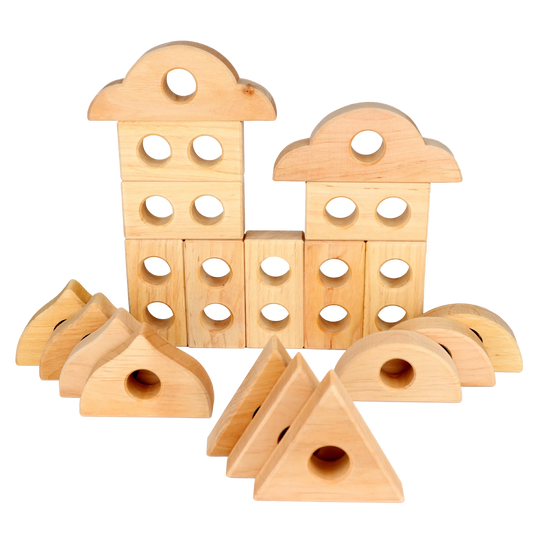 Bauspiel Peephole Blocks houten blokkenset met kijkopeningen voor open einde spel