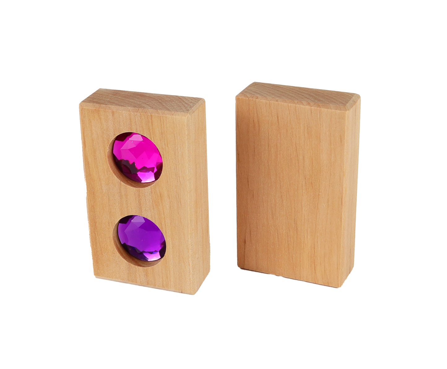 detail van Bauspiel Sparkling Roofs houten blokken met glinsterende stenen