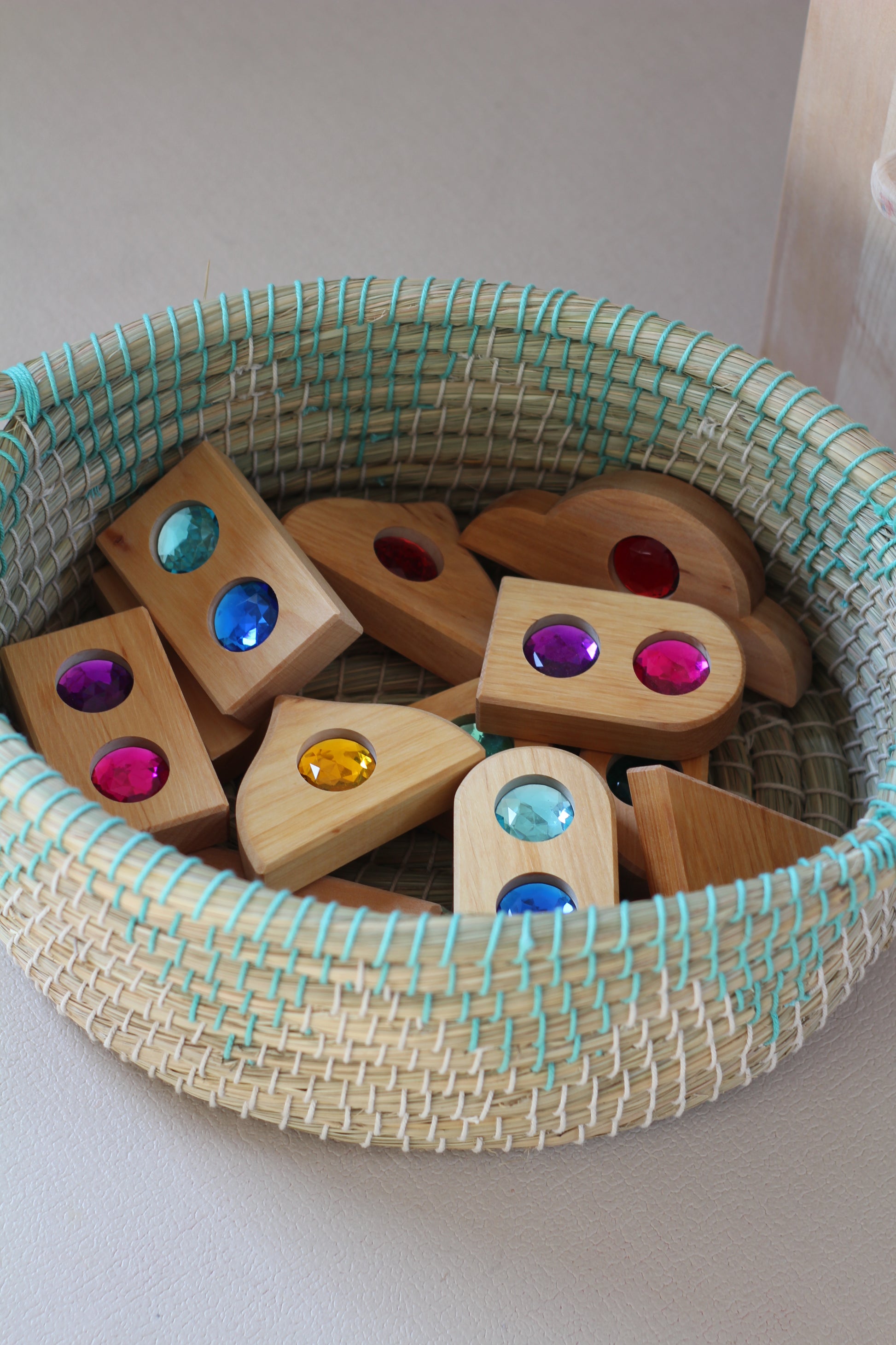 Bauspiel Sparkling Roofs houten blokken met glinsterende stenen