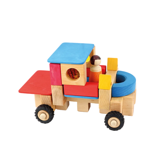 Bauspiel Wheel Kit M combinatie van houten blokken en wielen voor veelzijdig spel
