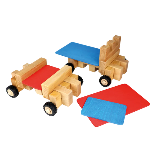 Bauspiel Wheel Kit M houten bouwset met wielen voor creatief open einde spel