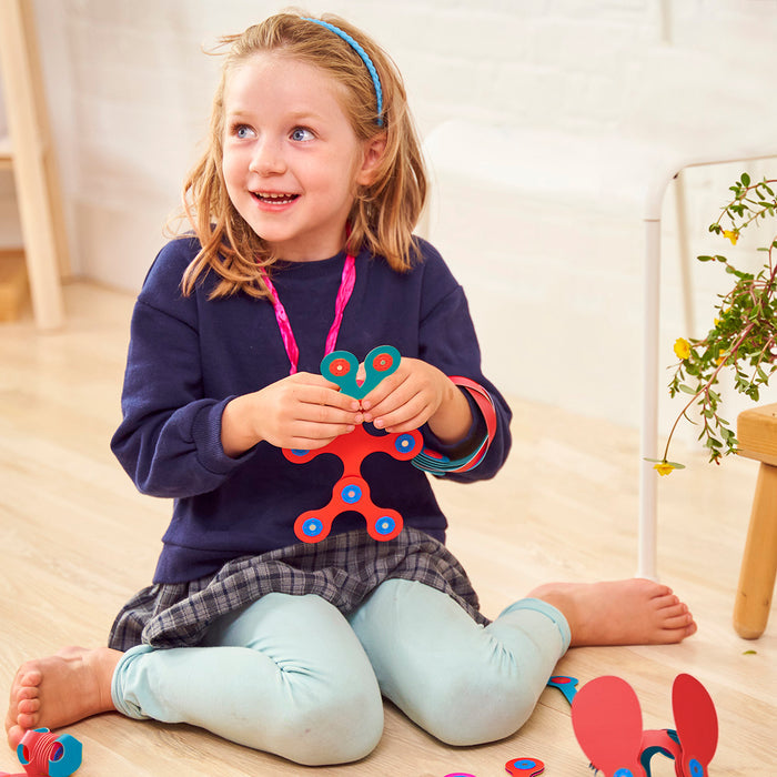Kind bouwt en speelt met Clixo Itsy Pack Flamingo/Turquoise