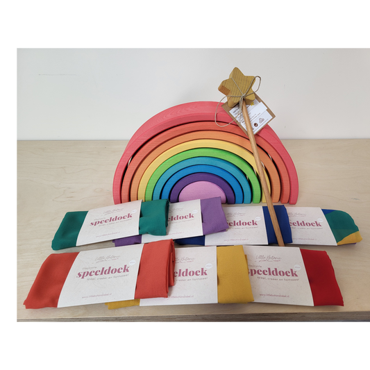 Open einde speelgoed van Intoplay met Ocamora regenboog en speeldoeken voor fantasiewerelden