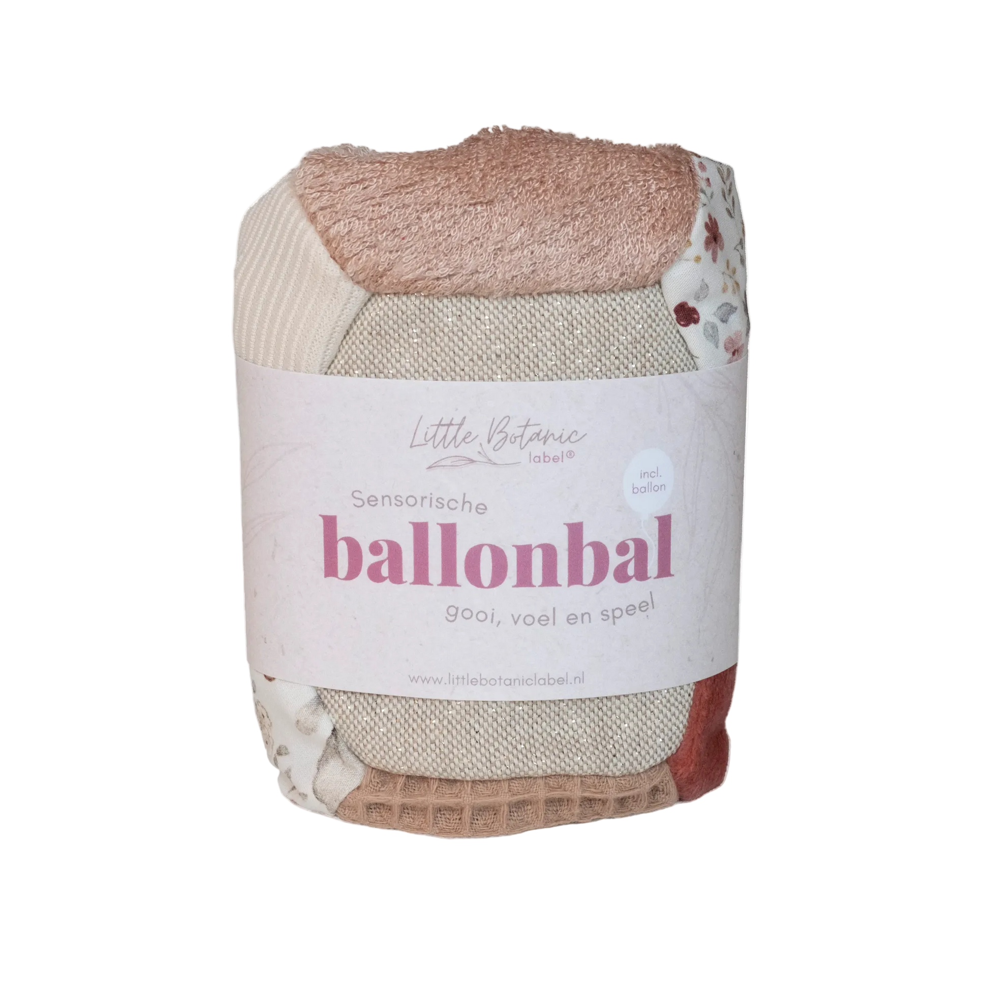 sensorische ballonbal Nature Little Botanic Label in verpakking