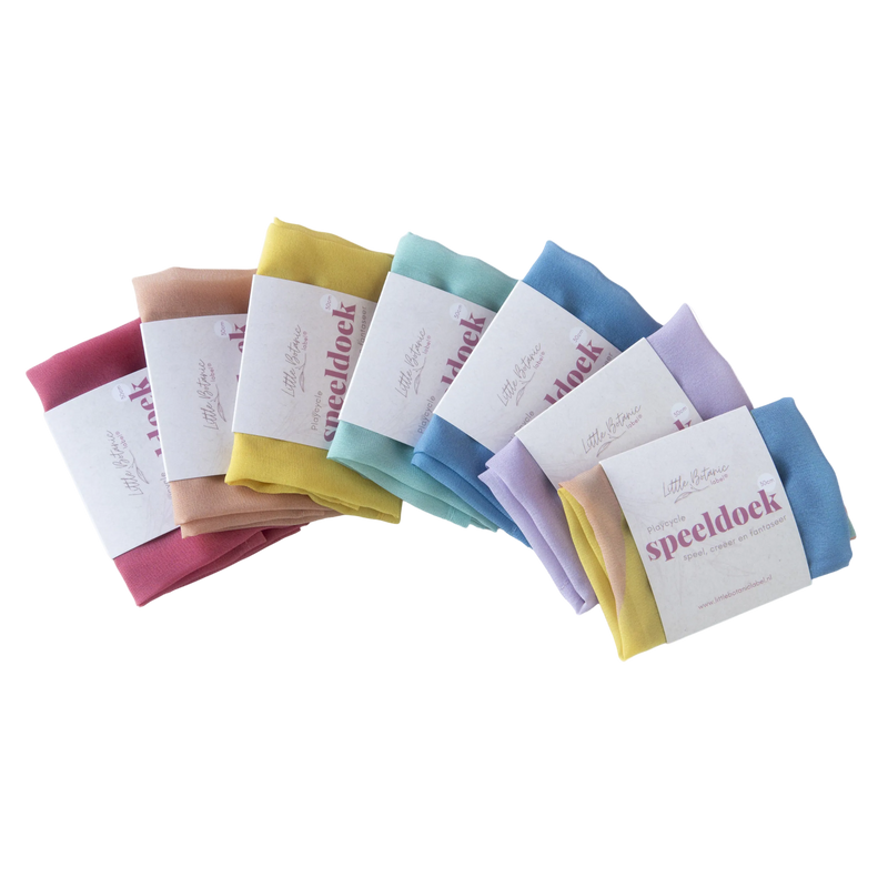 Little Botanic Label Playcycle Speeldoeken Pastel Set 7-delig 30cm | Sensorisch Speelgoed | Intoplay