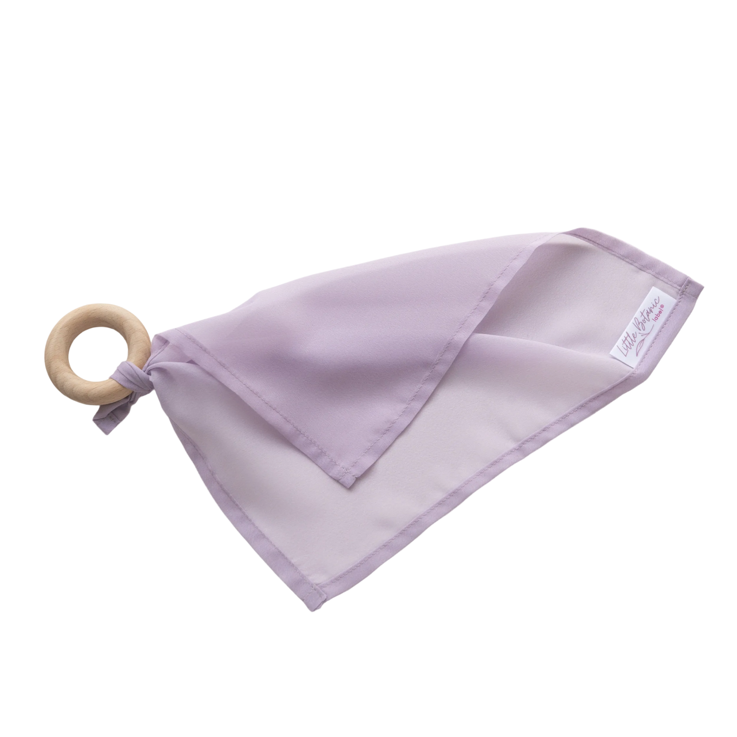Little Botanic Label speeldoek 30cm met houten ring lila