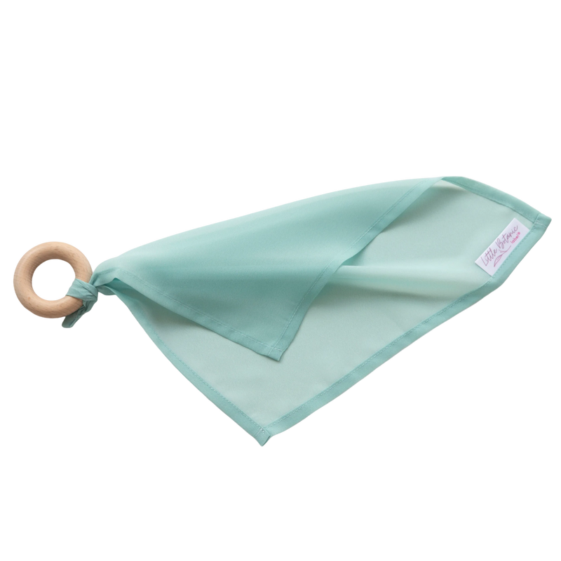Little Botanic Label Playcycle Speeldoek Klein 30cm met Houten Ring Mintgroen | Sensorisch Speelgoed | Intoplay