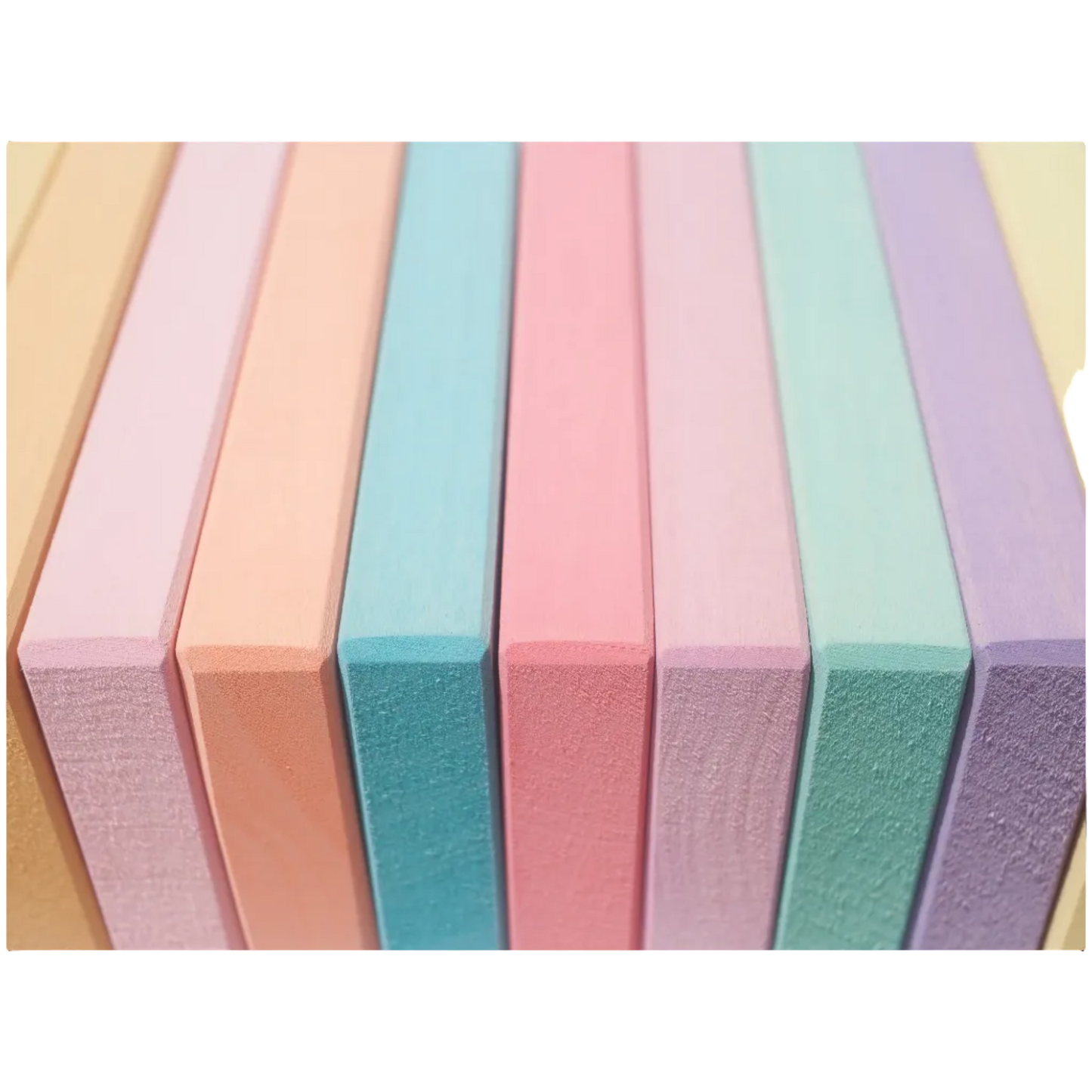 Detail van de Ocamora Grote Houten Planken Pastel in zachte kleuren