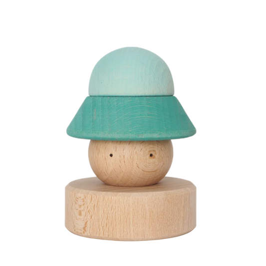 Ocamora Hats turquoise houten hoed voor open einde speelgoed