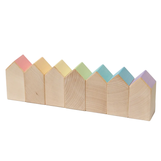 Ocamora Houses Pastel houten huisjes voor open einde speelgoed