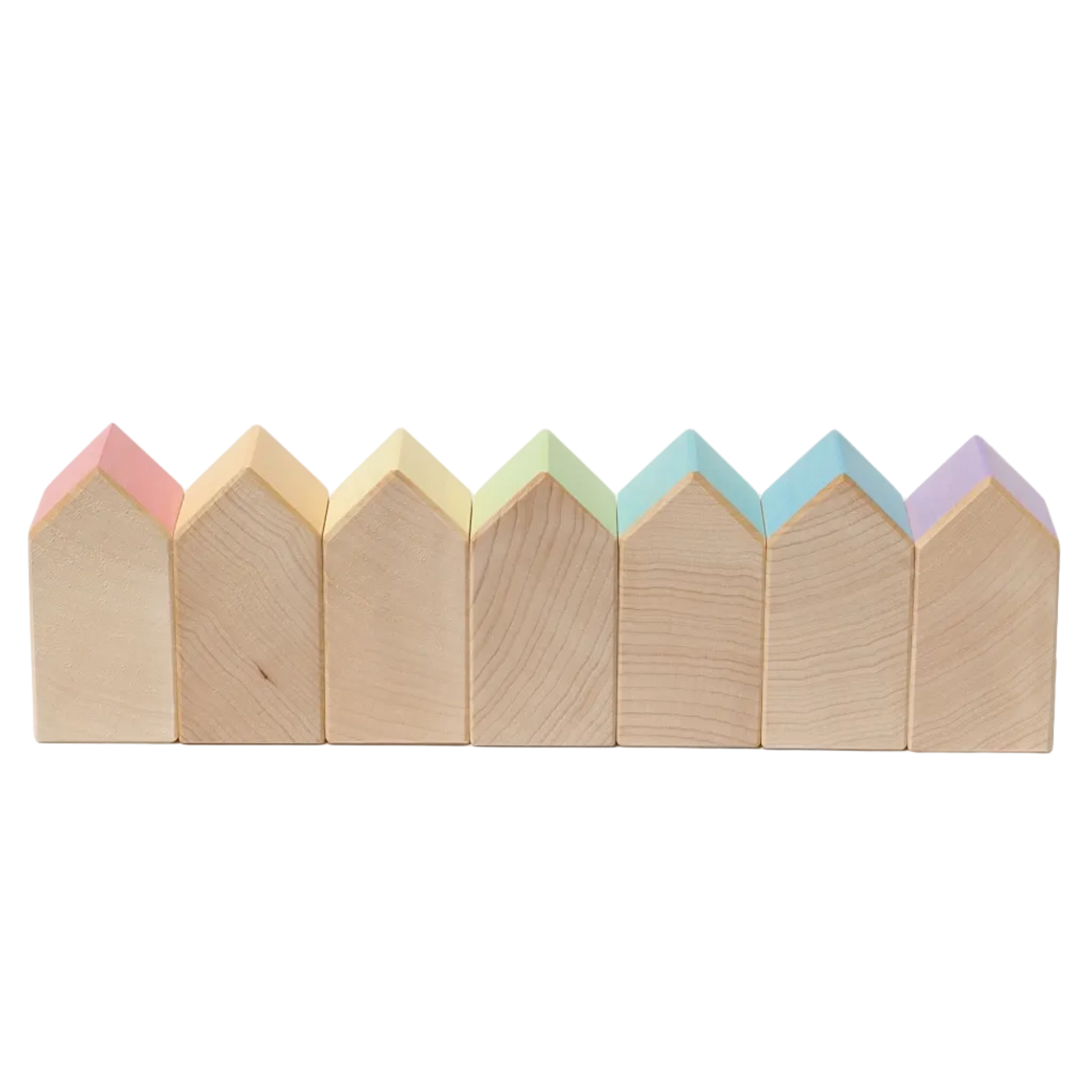 Ocamora Houses Pastel houten huisjes op een rij voor open einde speelgoed