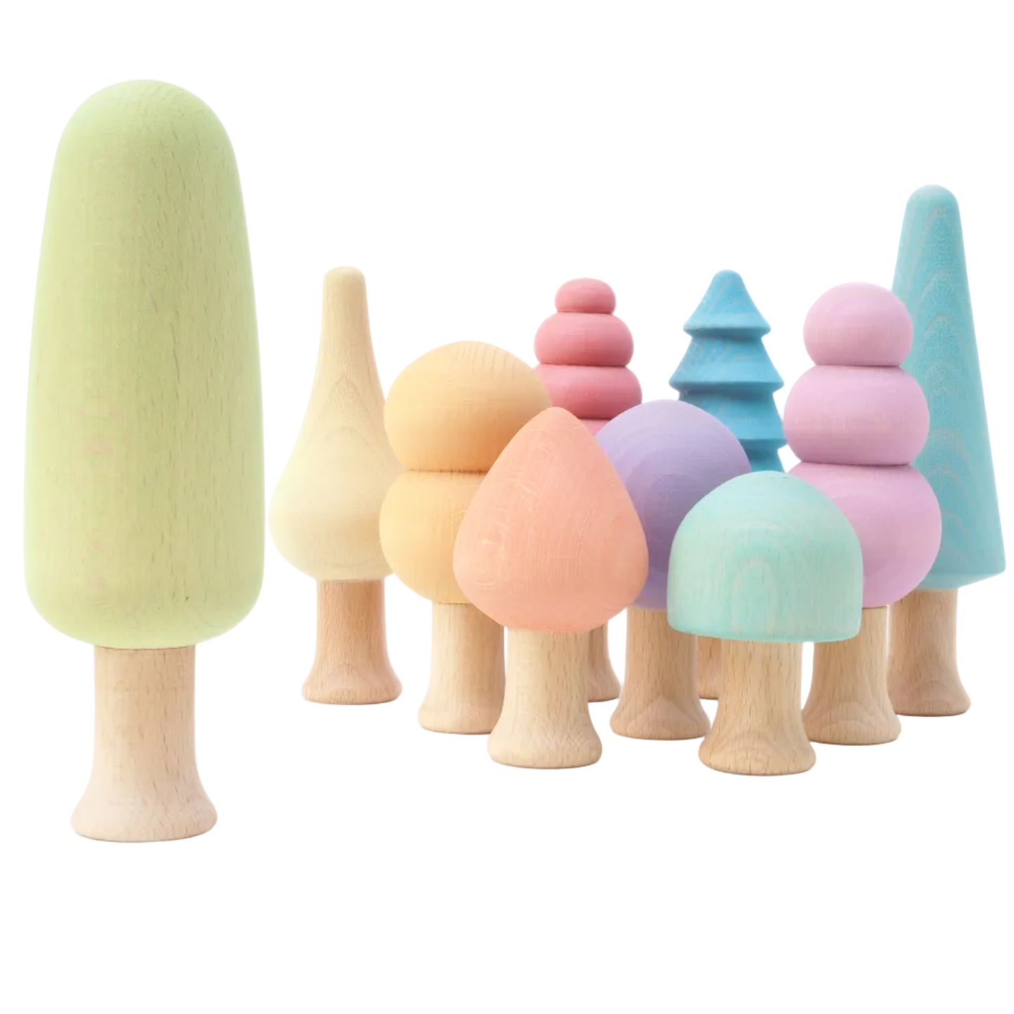 Creatieve speelopstelling met Ocamora Houten Bomen Pastel