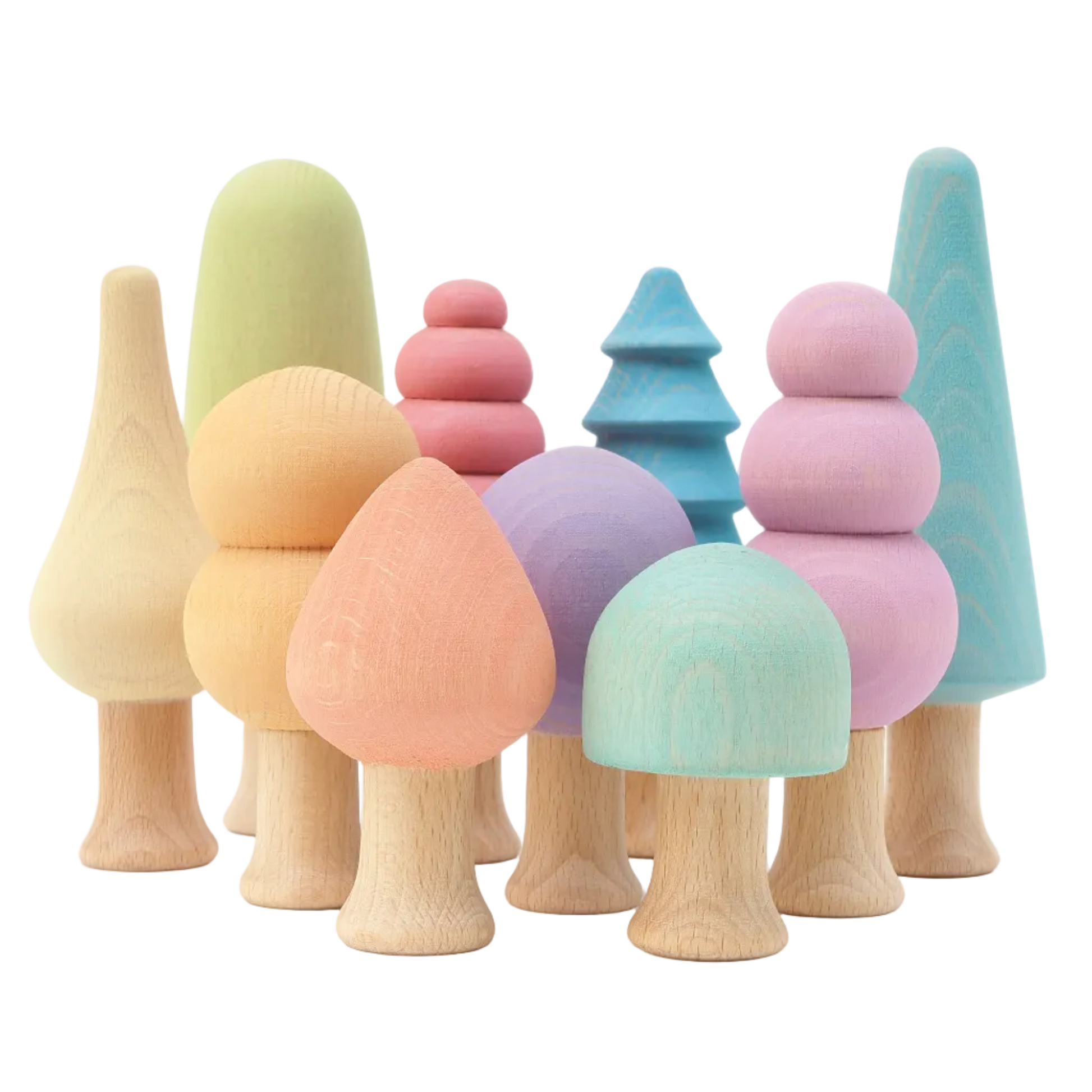 Ocamora Houten Bomen Pastel voor open einde speelgoed