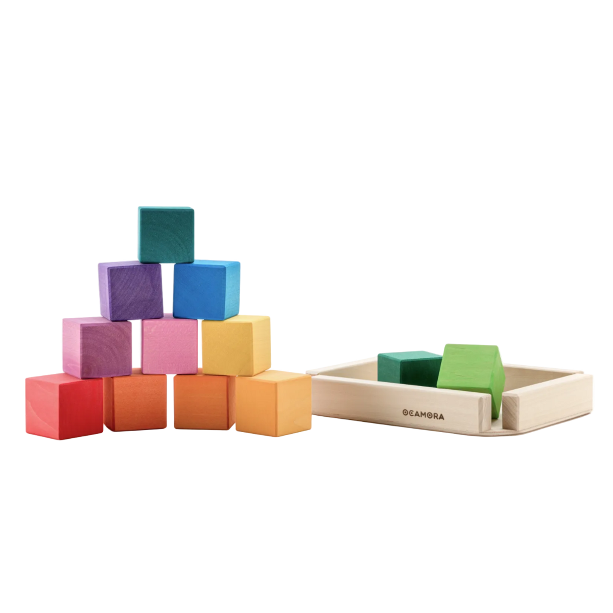 Creatief bouwen met Ocamora Houten Kubussen Classic tijdens vrij spel