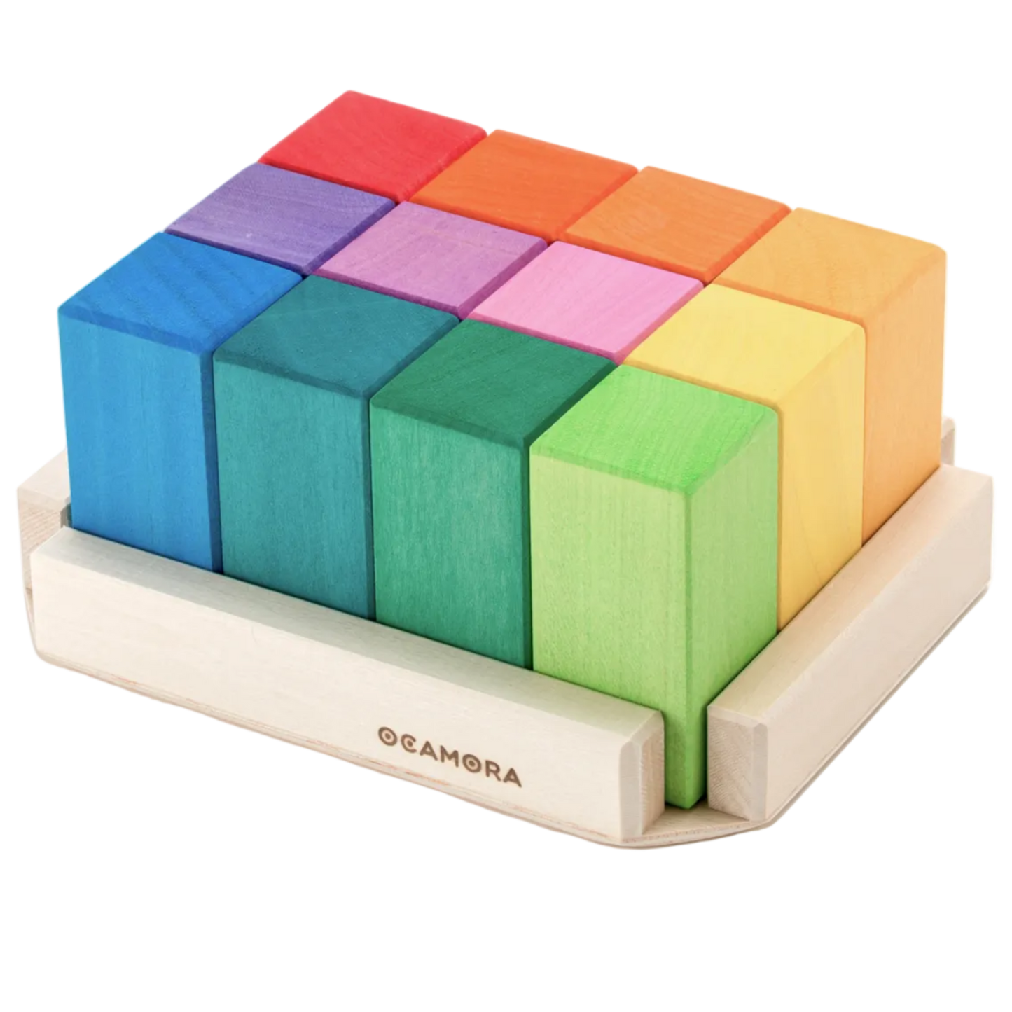Ocamora Rectangular Prisms Classic Regenboog blokken in de houten tray