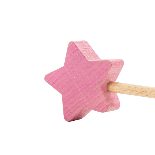 Detail van de roze houten Star on a Stick van Ocamora