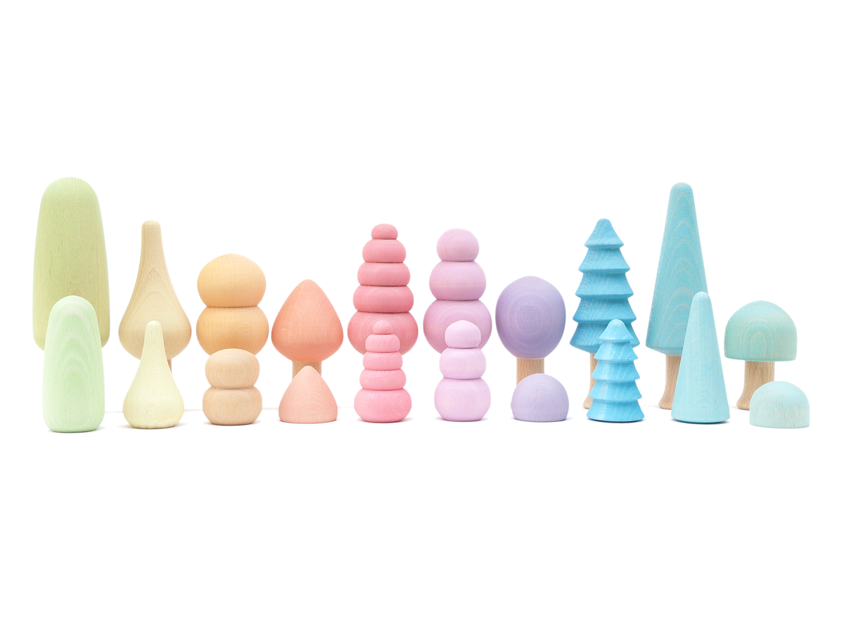 Ocamora Teniques Houten Vormen Pastel | Bouwspeelgoed | Intoplay