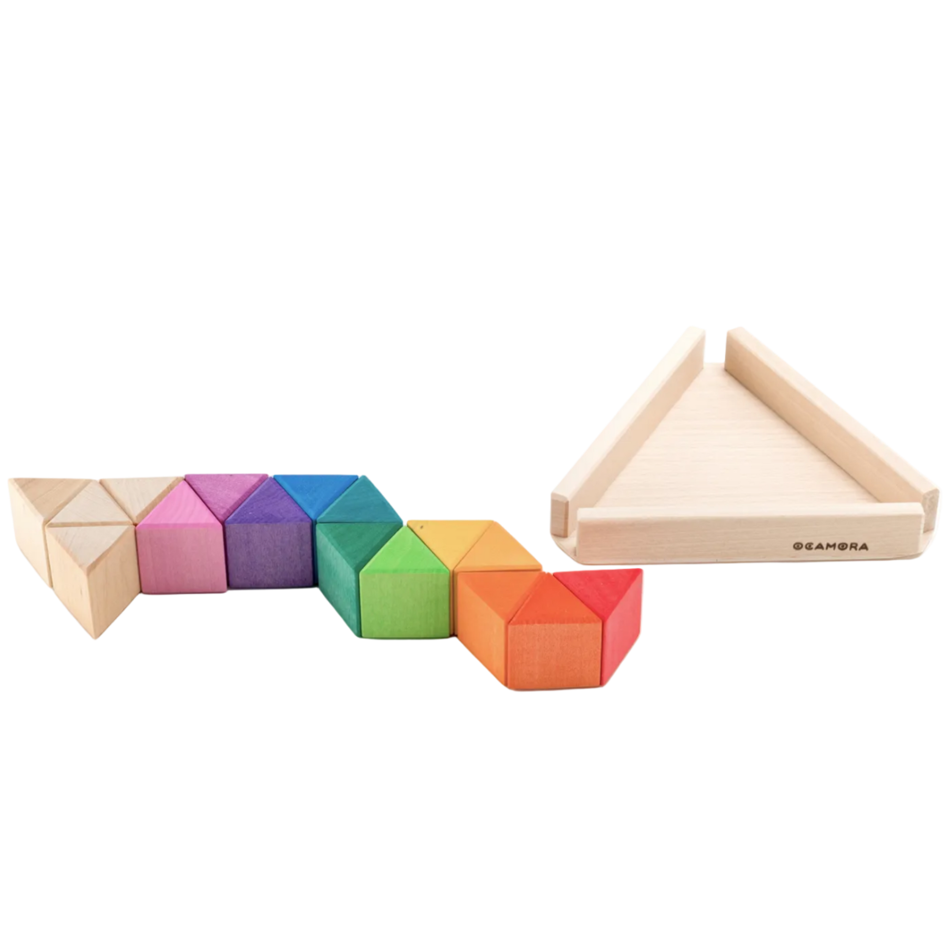 Fantasierijke speelopstelling met de Ocamora Triangular Prisms Classic Bouwblokken
