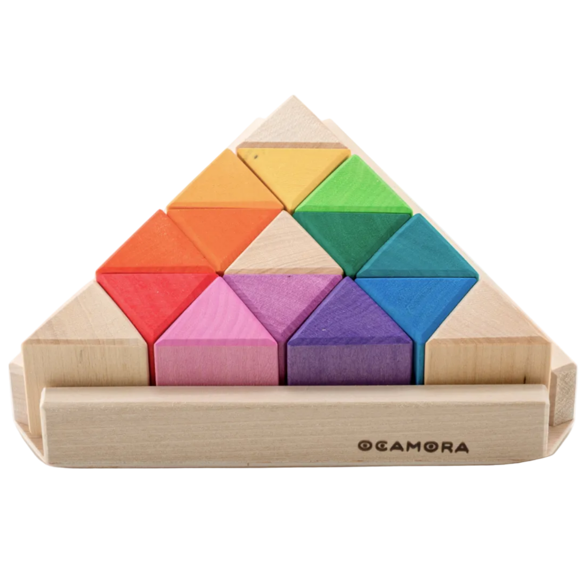Ocamora Triangular Prisms Classic met kleurrijke houten driehoekige blokken