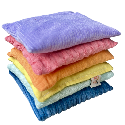 Pit and Play set met 6 pittenzakjes in zachte pastelkleuren