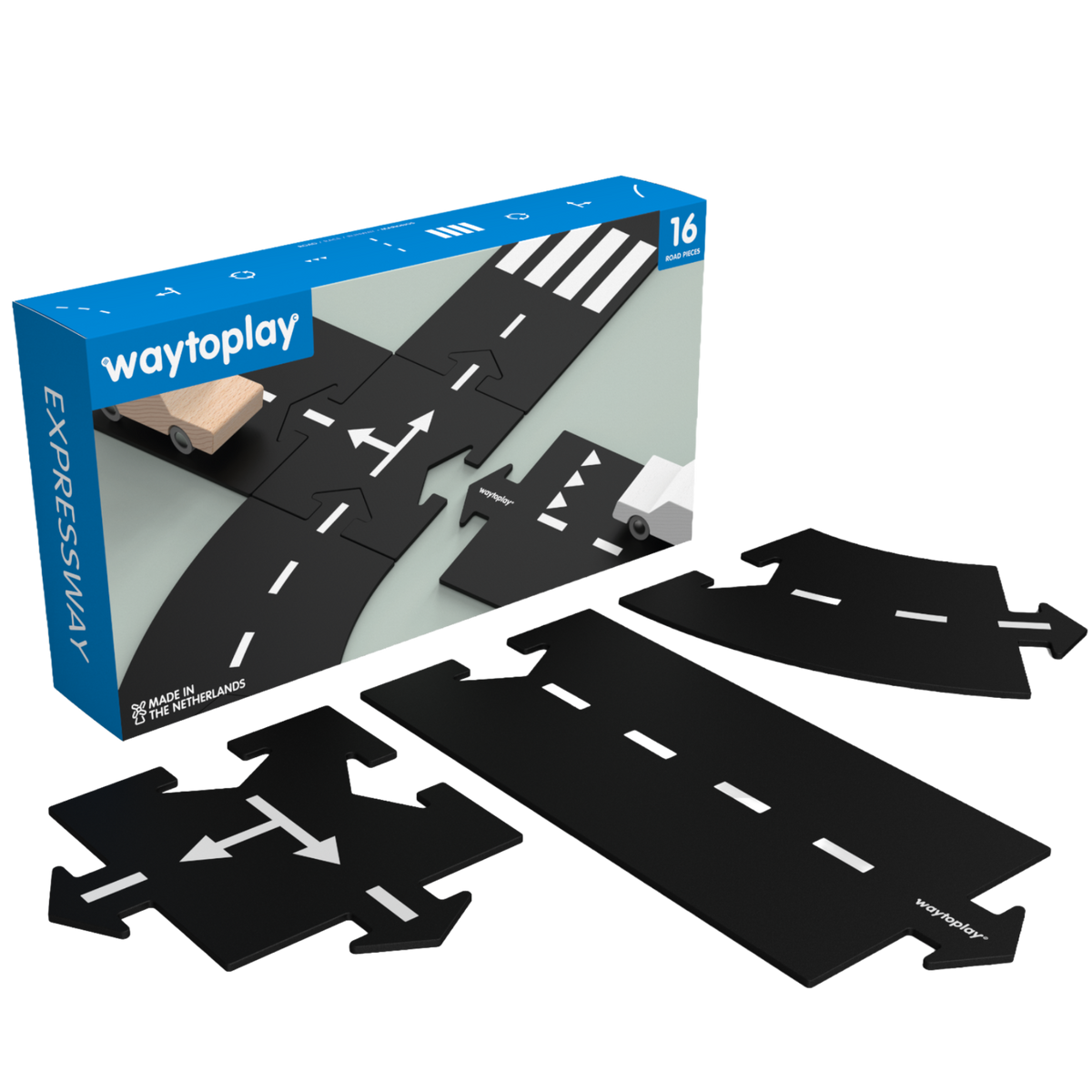 Waytoplay Expressway verpakking met inhoud van 16 flexibele wegdelen