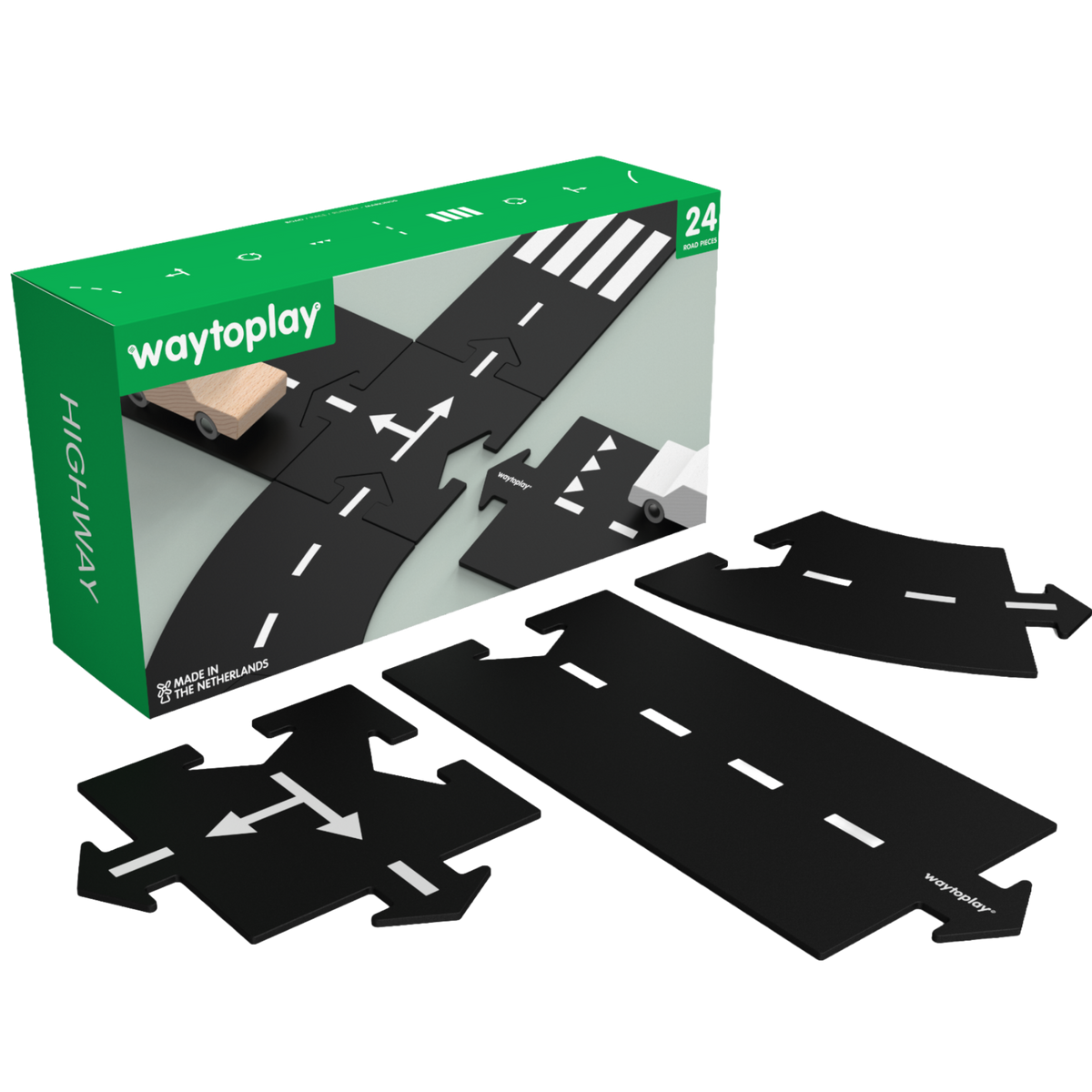 Waytoplay Highway verpakking met inhoud van 24 flexibele wegdelen