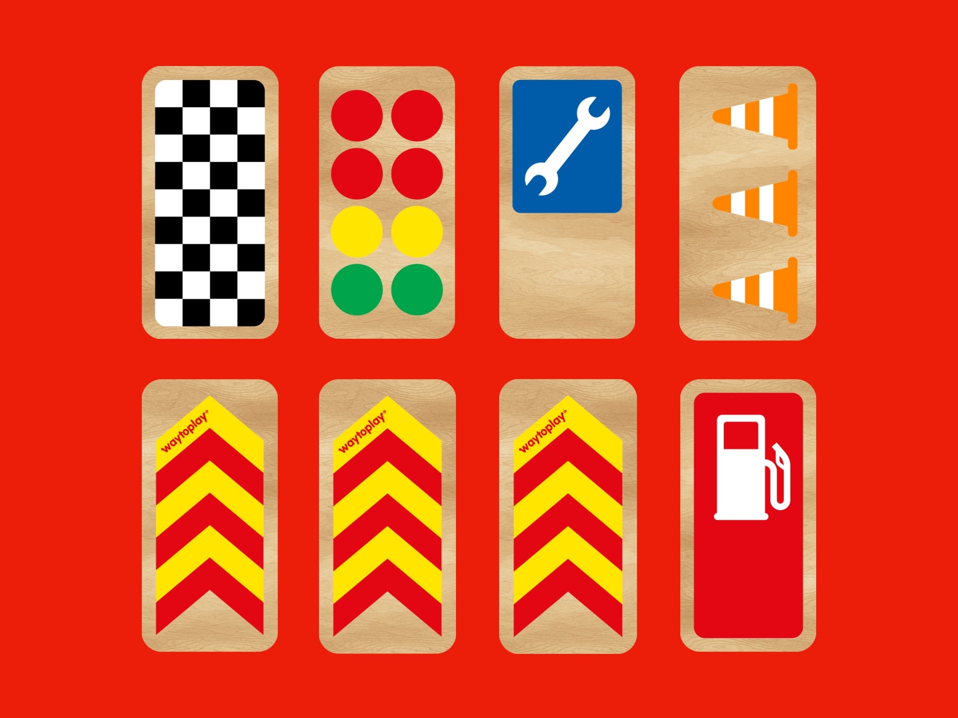 Overzicht van alle raceborden in de Waytoplay Race Signs set
