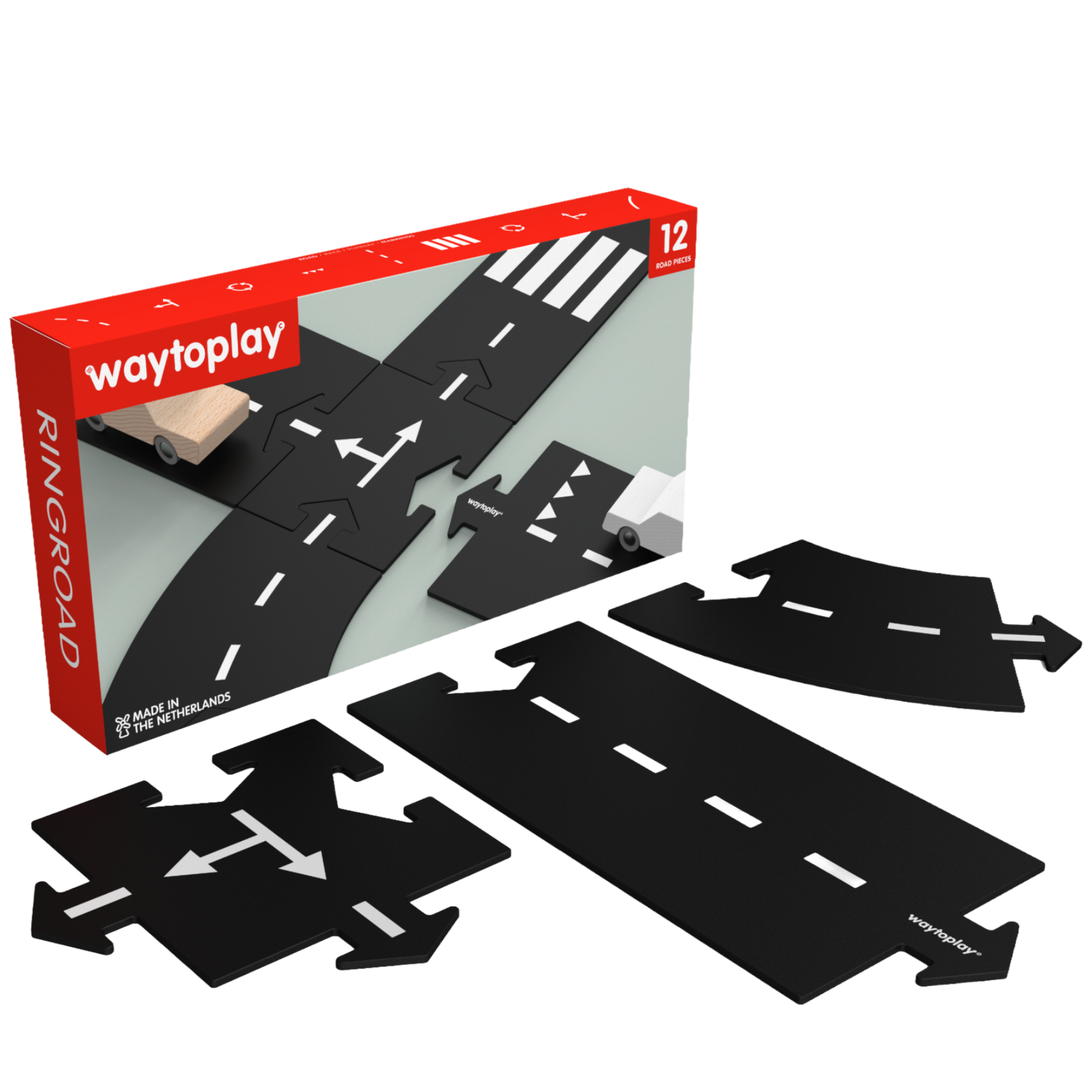 Waytoplay Ringroad verpakking met 12 flexibele wegdelen