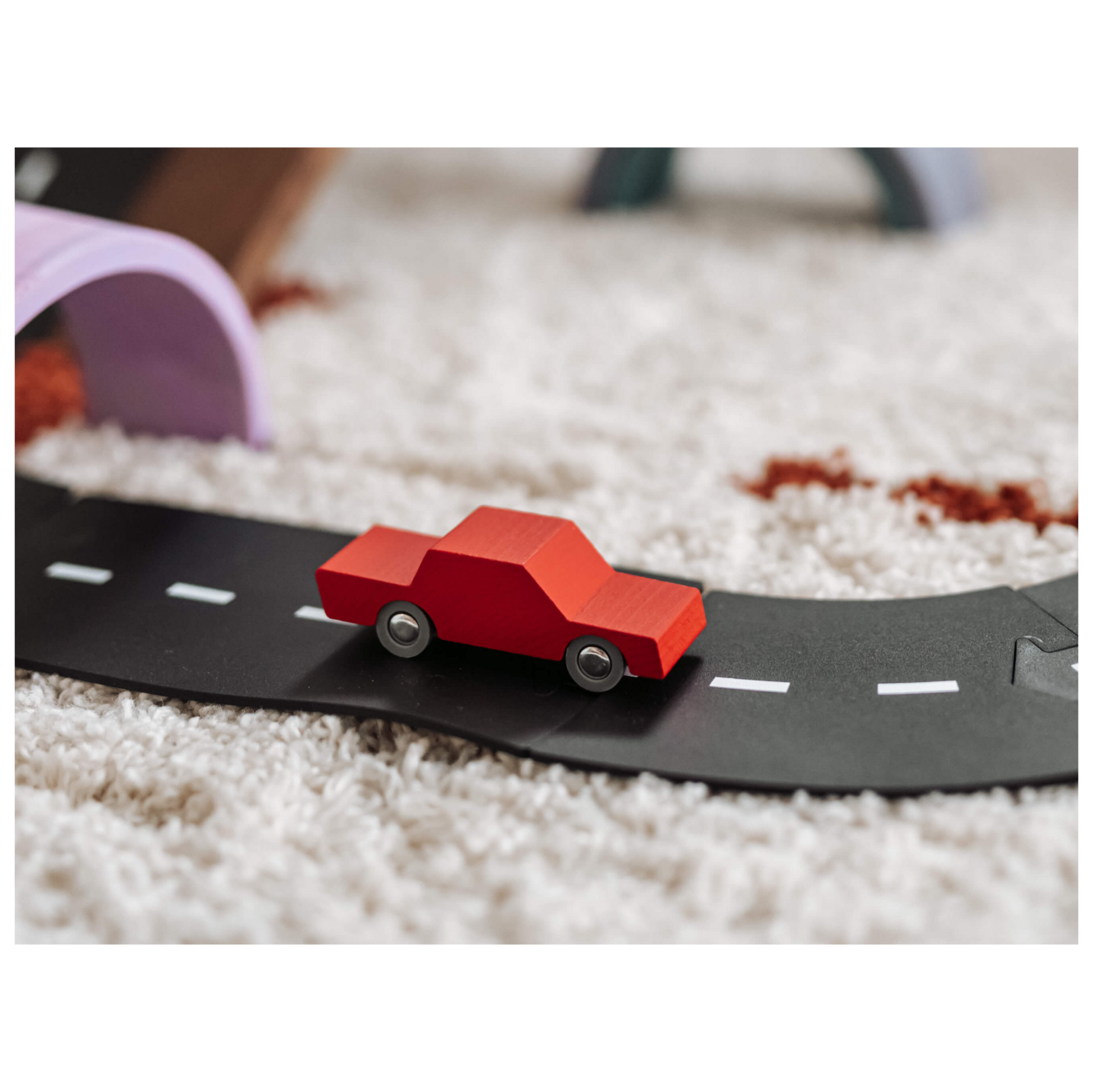 Rode Waytoplay auto op flexibele Waytoplay weg tijdens vrij spel